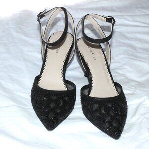 Charter Club Sparkly Ankle Strap Giadaa Toe Stilletto Heels Size 7.5 Black
